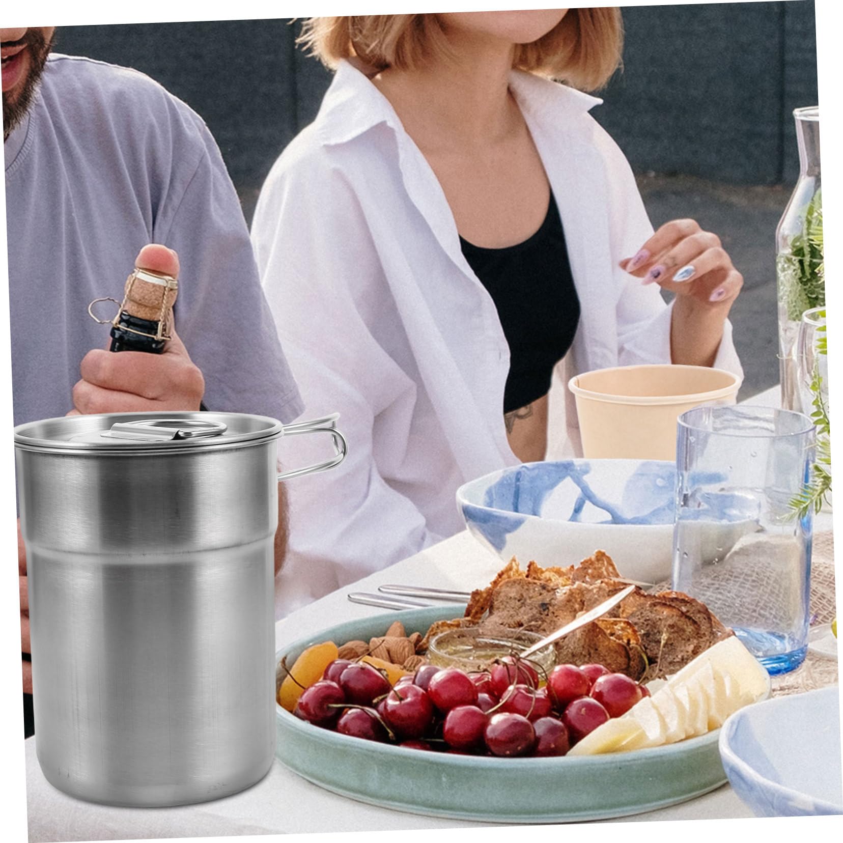 TOYANDONA 2 Pièces Tasses Pliables Acier Inoxydable de Gobelets pour Camping Poignées Rétractables et Portable pour Café Eau et Bières Argenté