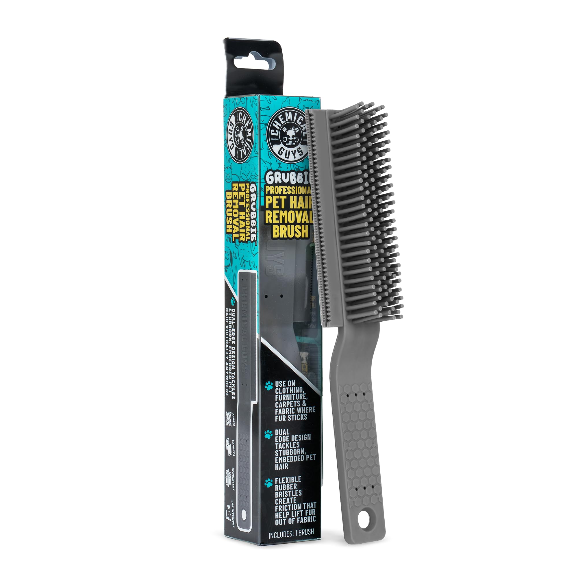 Chemical Guys Professional Rubber Pet Hair Removal Brush – Multi Surface Detailing & Pet Hair Removal Tool for Cars, Trucks, SUVs, RVs & Home – Removes Lint and Debris from Upholstery and Carpet, (Pack of 1)