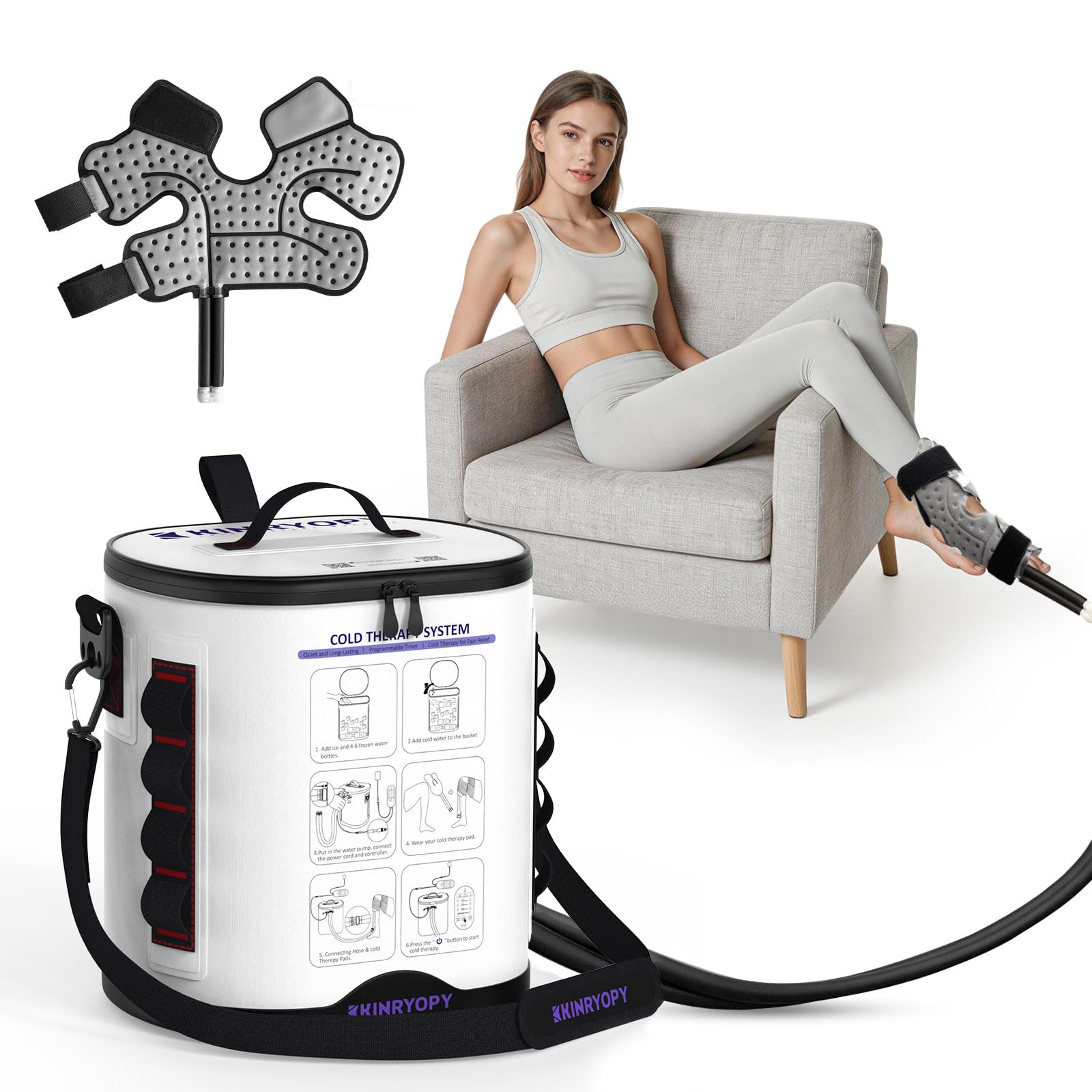 Macchina per terapia del freddo per caviglia con timer programmabile, macchina per il ghiaccio portatile per caviglia dopo l'intervento chirurgico, sistema di recupero leggero di ricambio, sollievo