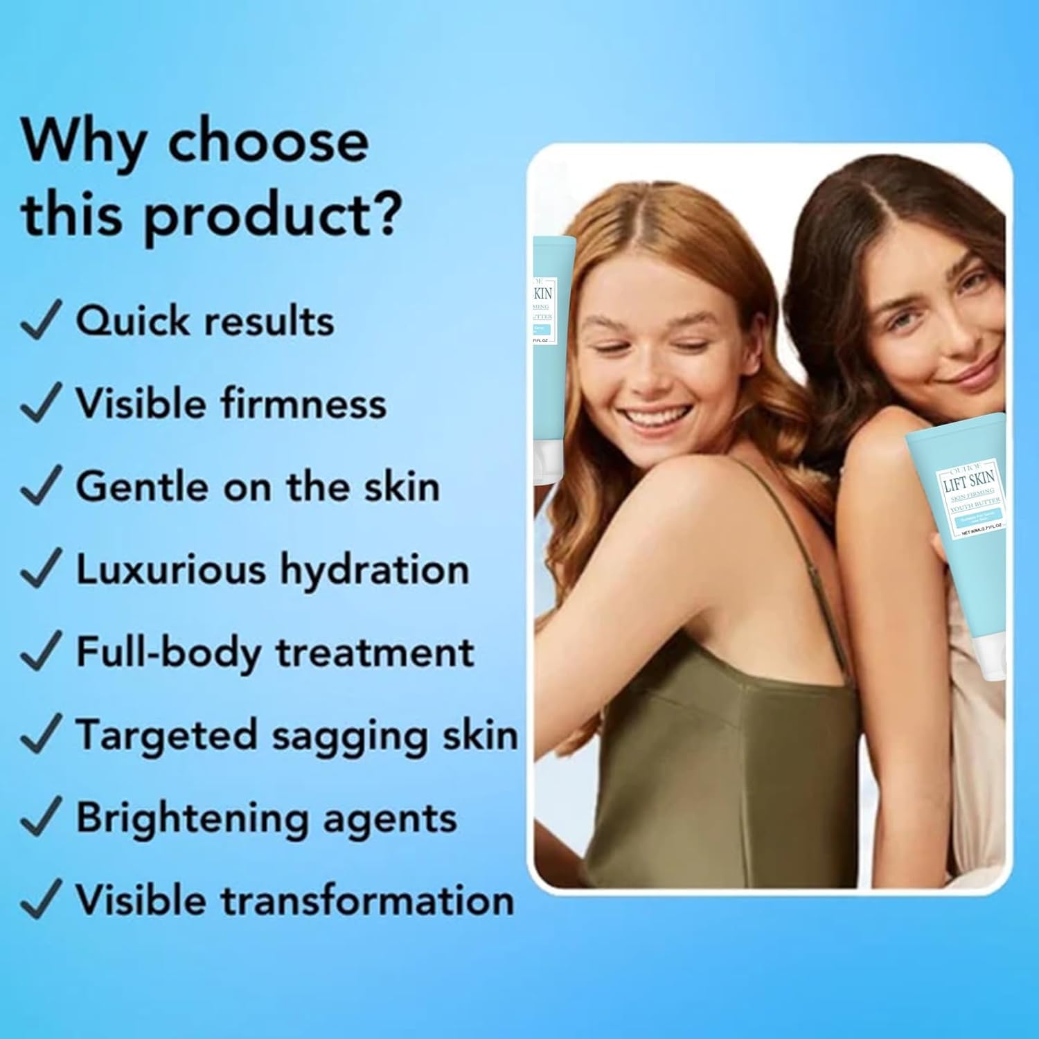 Luxelift Skin Firming Youth Butter,Firming Cream for Loose Skin,Skin Firming Body Butter,80g Skin Firming Body Cream,Skin Firming Butter,Moisturizes Skin and Improves Fine Lines - Image 3