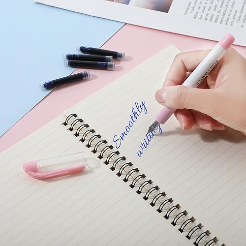 Miniatura 2 de Amabro Pluma estilográfica con 4 bolsas de tinta azul, lindo bolígrafo estilográfico de dibujos animados con convertidor de tinta, pluma