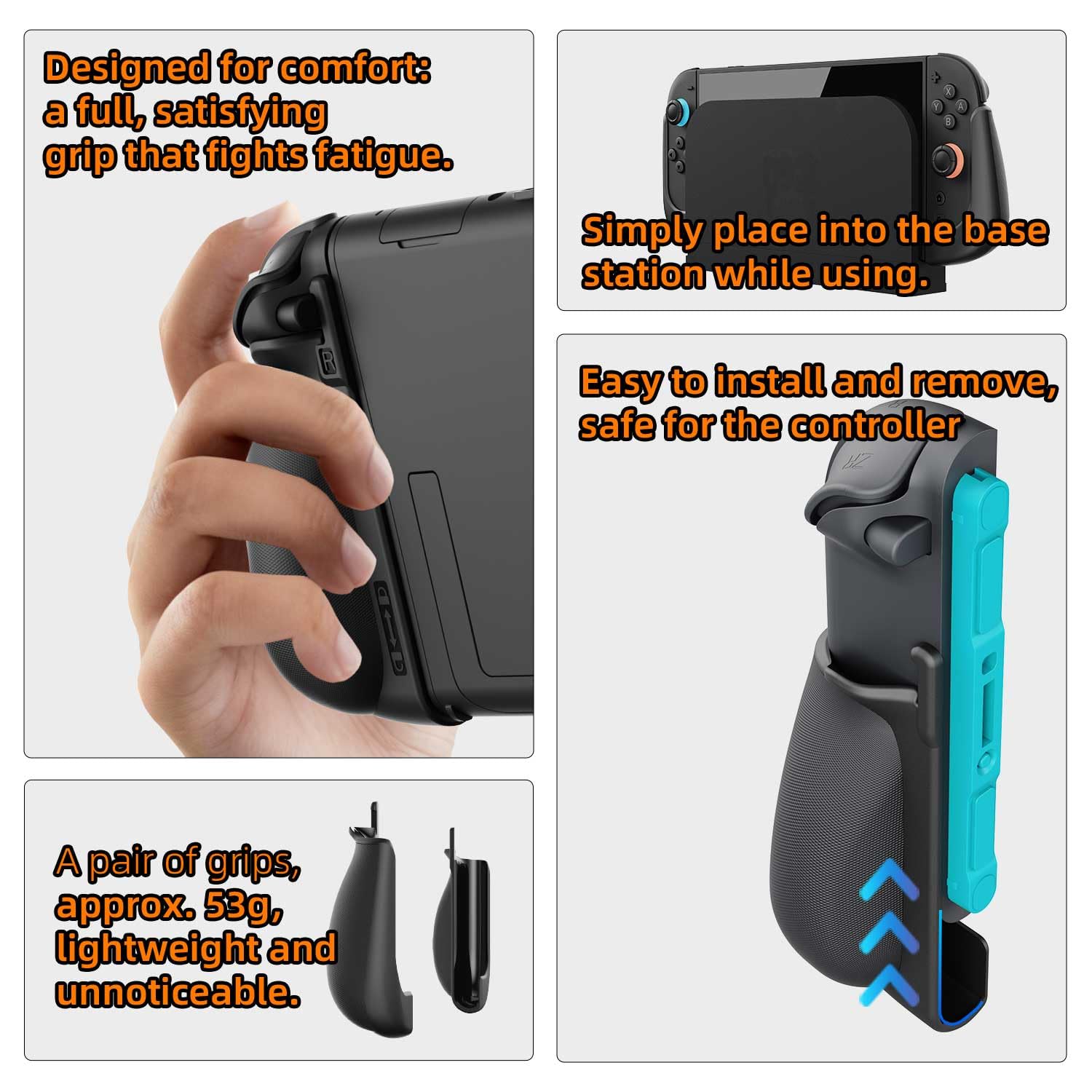IFYOO NexGrip Ergonomisches Griffset für Nintendo Switch 2 Joycons, Griffhülle Kompatibel mit Joy Con 2 Controller, kompatibel mit Switch 2 Joycon, Switch 2 Zubehör – Schwarz