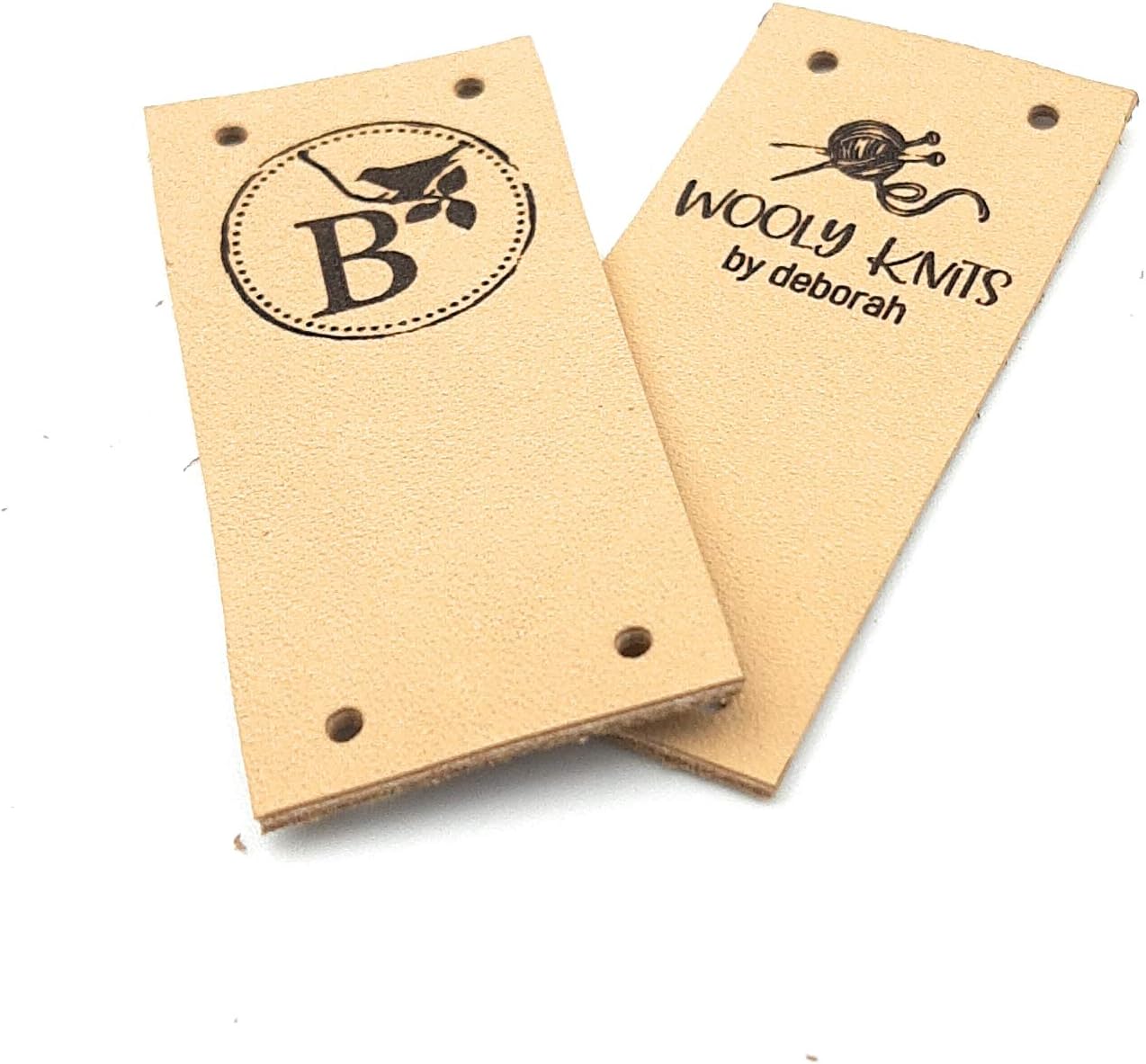 Leather tags, custom clothing labels, leather labels, personalized knitting tags, crochet labels, logo branding tags, garment labels, 25 pc