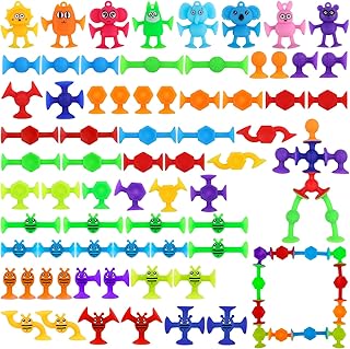 FINEASY 67 Piezas Juego de Ventosas para Niños, Juguetes Bañera Bebe Divertidos, Juguetes Sensoriales Interactivos, Juguetes Baño Lindos, Juguete Bañera Ventosas para Niños Niñas Adulto