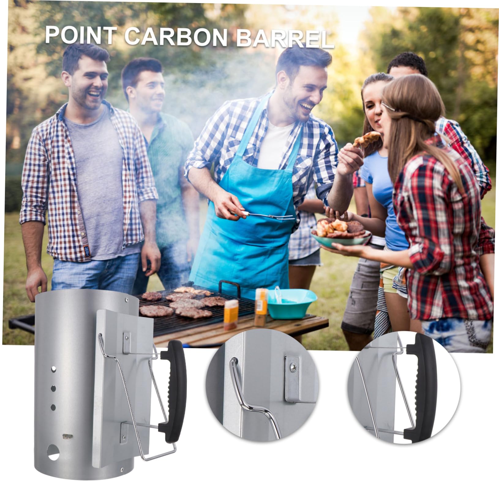 UKCOCO Ciminiera per Accensione Carbone Galvanizzata Manico in Nylon per Barbeque da Esterno, per Vacanze Estive Eccellente Circolazione dell'Aria e Nessun Sapore Residuo