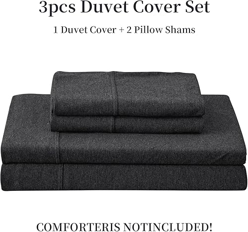 Miniatura 7 de Pure Era - Juego de fundas de edredón de 3 piezas, de algodón liso, ultrasuave, tela de camiseta, 1 funda de edredón y 2 fundas de almohada.