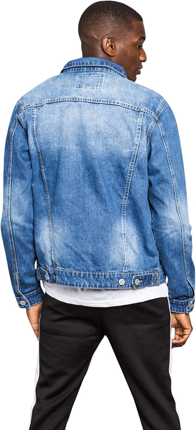 Victorious Men's Distressed Denim Jacket Small Non-distressed Indigo