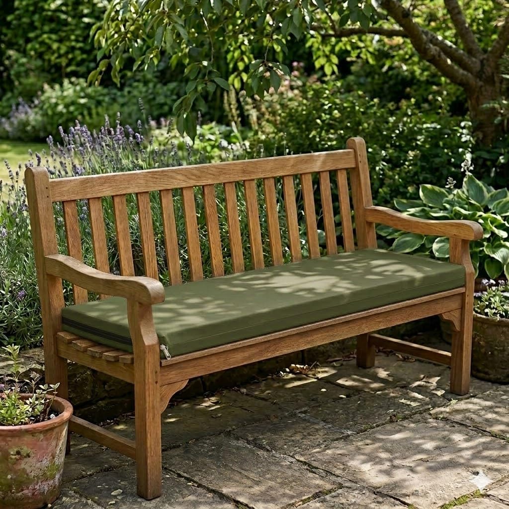 Goldstar Beddings Premium Garden Bench Cushion - 3 Seater Foam Seat Pad for Indoor/Outdoor Use (Olive Green, 3 Seater 18 x 55 x 2) โ image 1