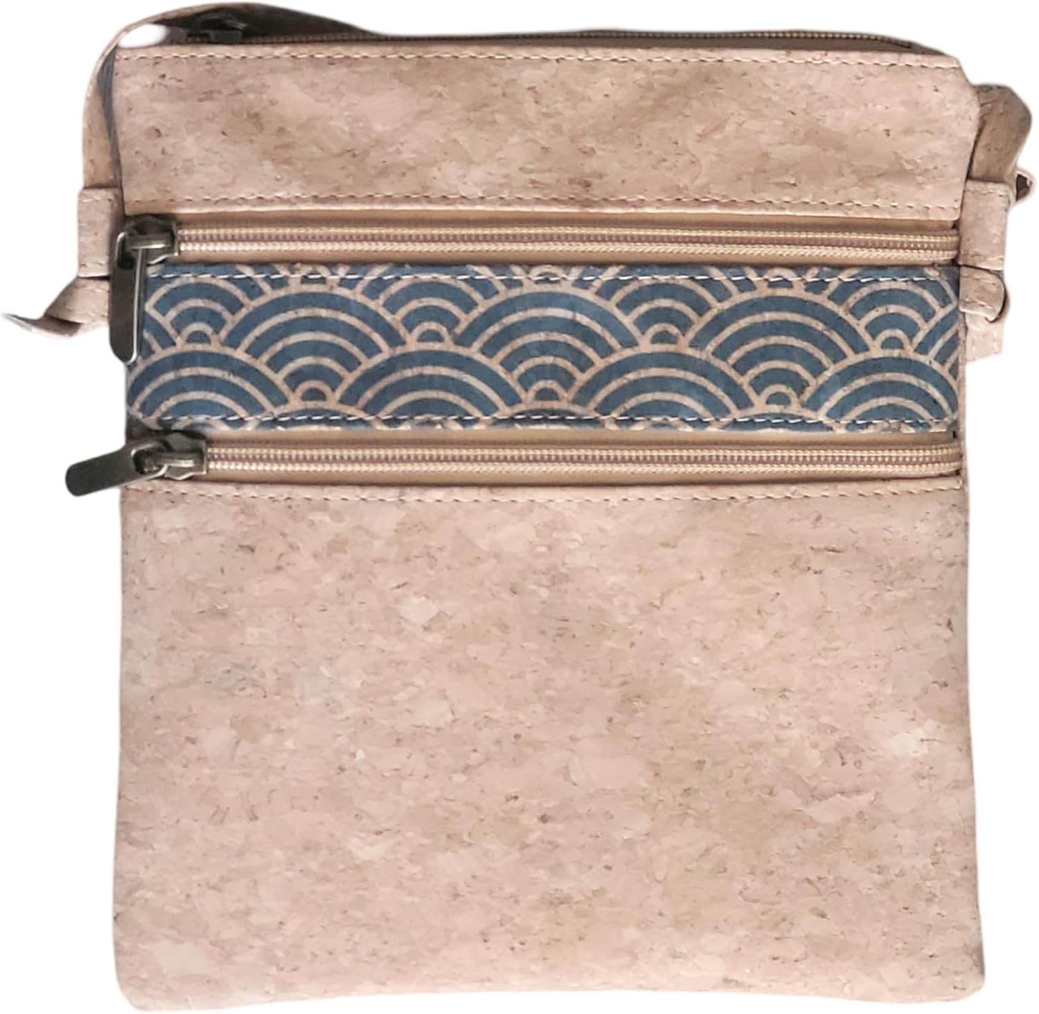 Cork Crossbody Sling Shoulder bag Vegan Eco Friendly gift Japanese wave design
