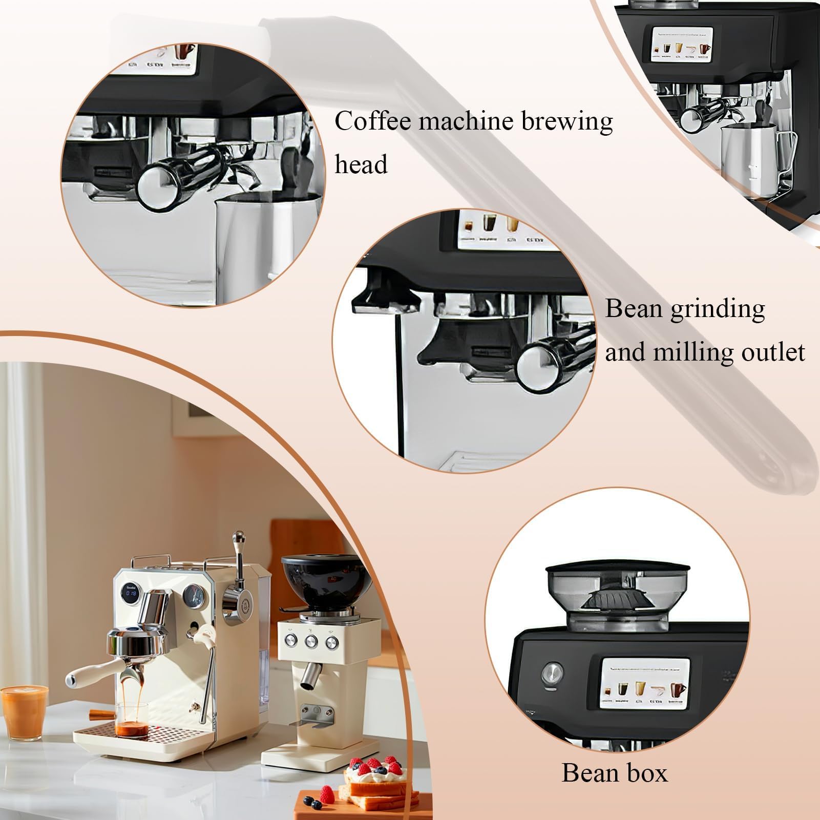 2 Pièces Brosse De Barista Et Pinceau Machine A Cafe, Noir