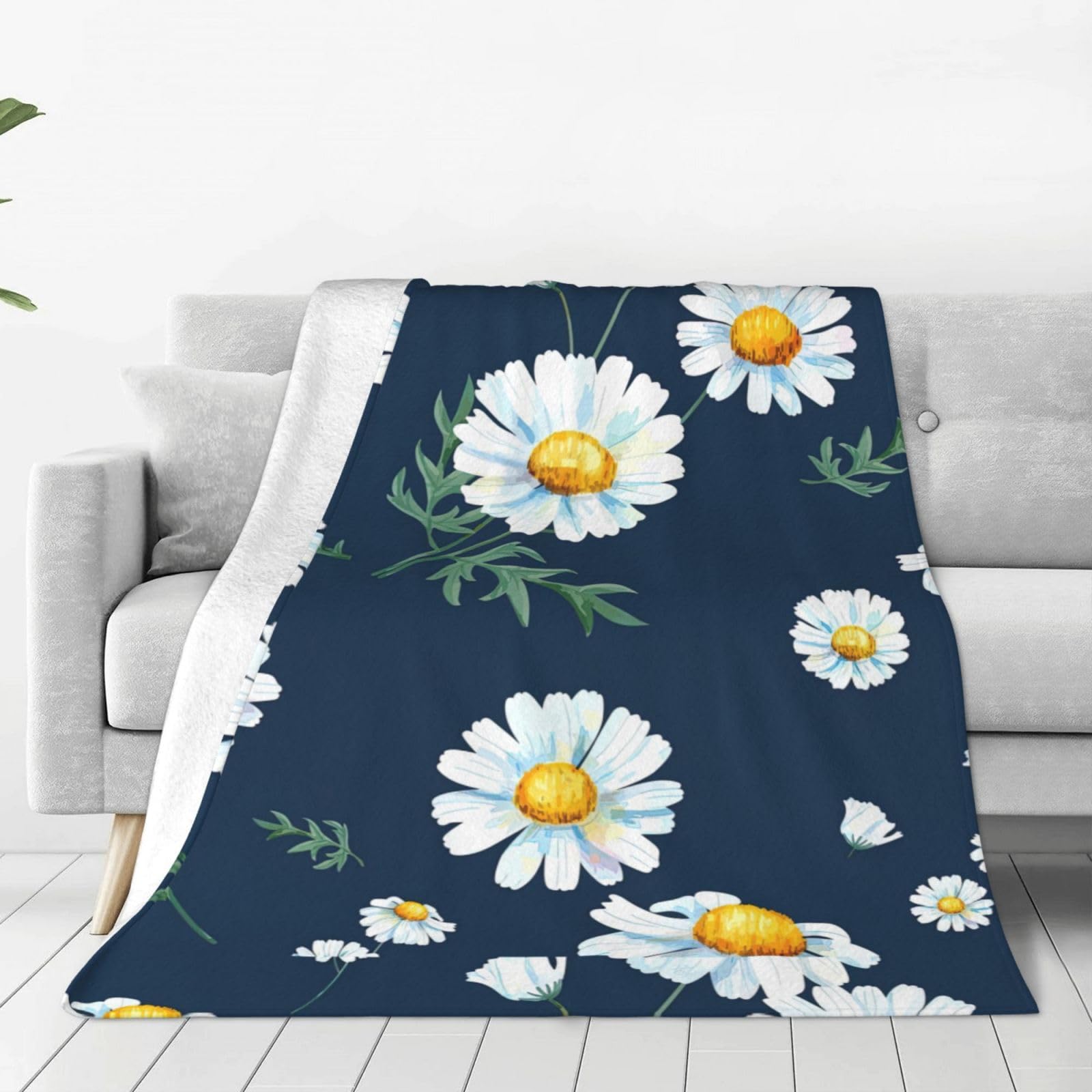 Couverture douce marguerite WURTON en flanelle anti-boulochage premium