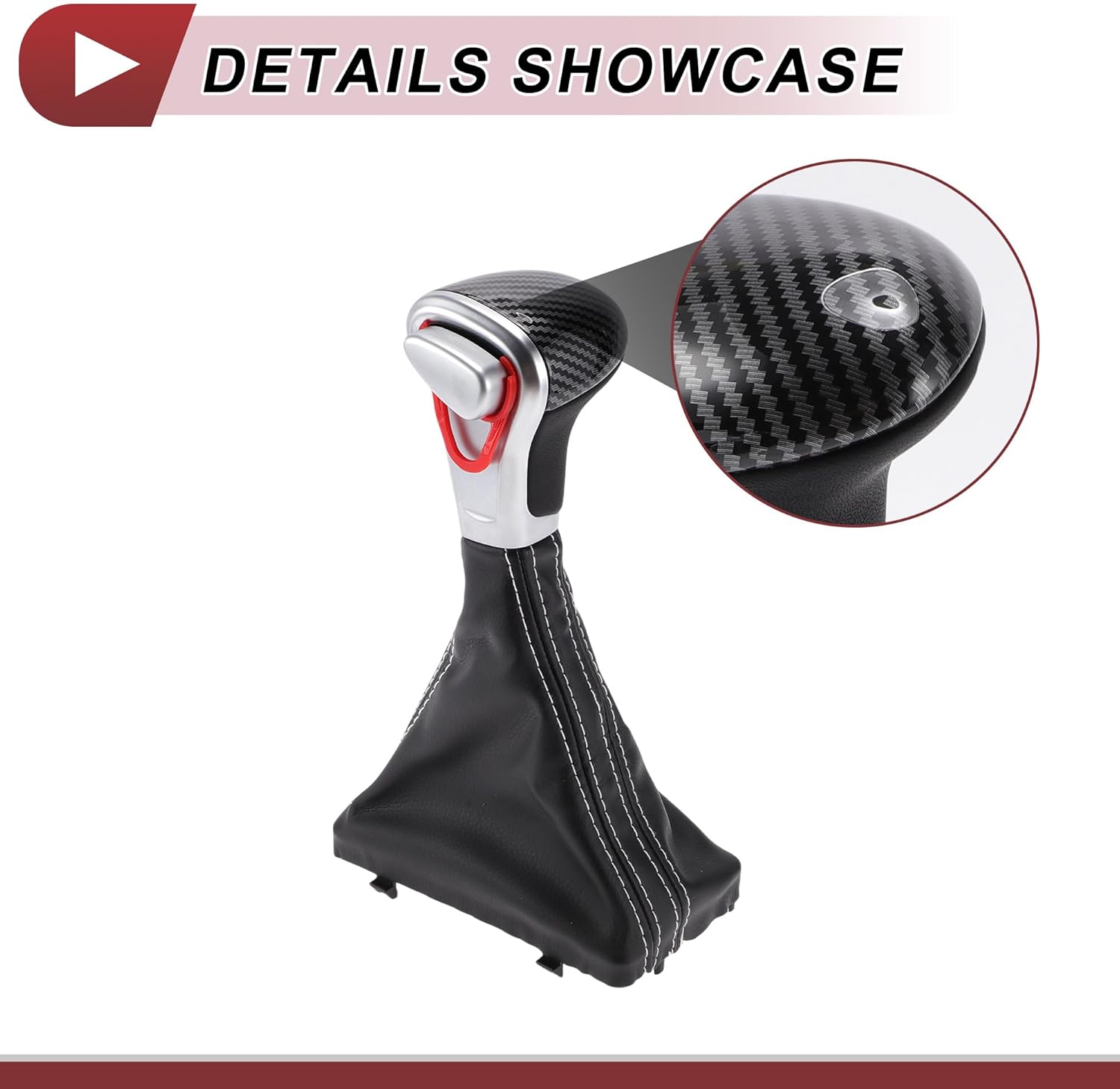 Automatic Gear Shifter Knob with Cover for Audi A4 Allroad 2013-2014 Plastic Faux Leather Automotive Gearbox Stick Shifter Lever Knob Black White