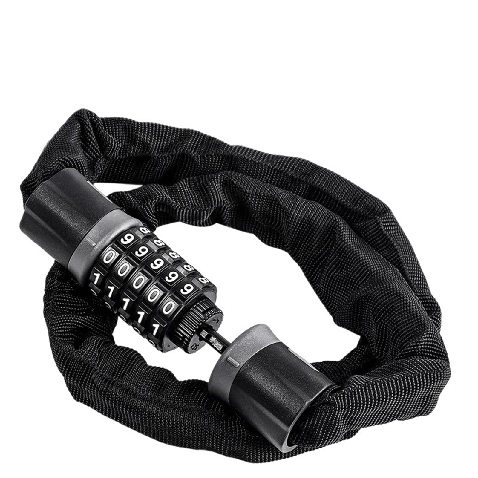 Chain Lock 5 Code Anti-Theft Bicycle Password Chain Lock Alloy Steel ABS Motorcycle Scooter MTB Road Bike Accessories Door Motorbike Lock(60cm Black)