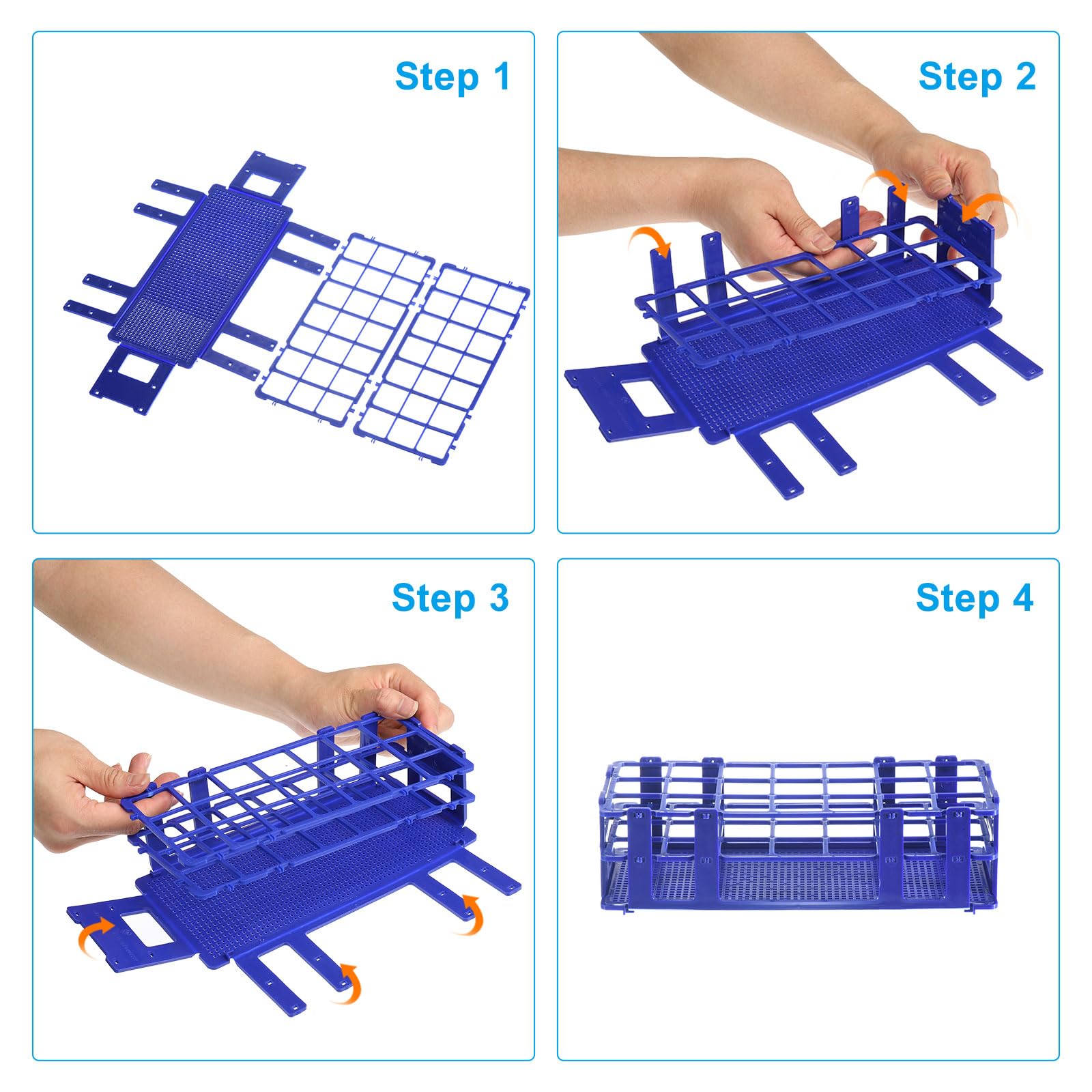 PATIKIL Porta Provette Con 60 Fori 4 Pezzi Foro Quadrato 16mm Porta Provette In Plastica Smontabile Adatto Per Provette Da 16mm Per Esperimenti Scientifici In Laboratorio Giallo