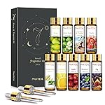 PHATOIL 9PCS Fruit Fragrance Oil Set for Soap Making Diffusers, 10ml/0.33fl.oz Cucumber Melon, Coconut & Vanilla, Peach, Pear, Green Apple, Blueberry, Apple, Fig, Lemon Fragrance Oil Essential Oils