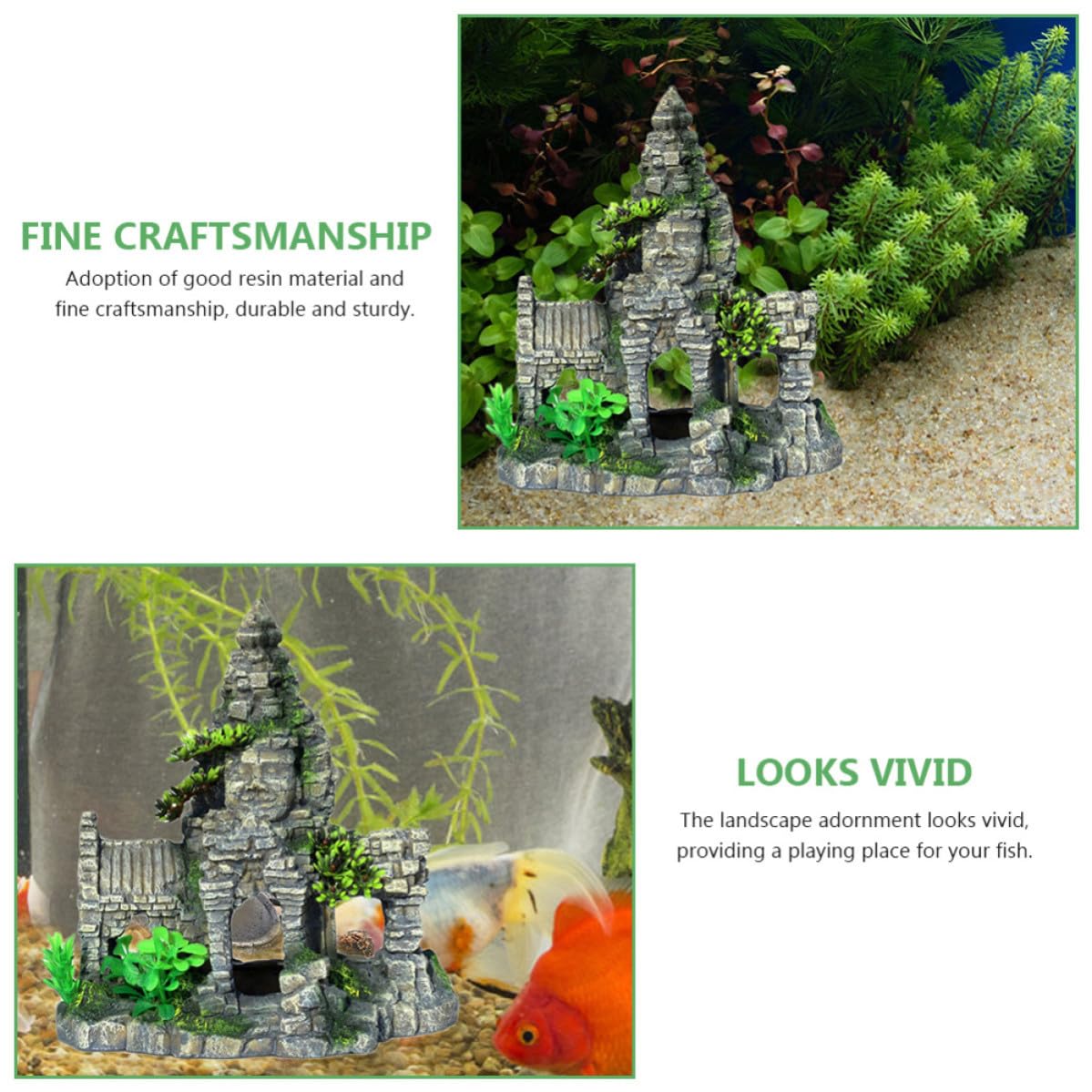 Abaodam Aquarium Dekoration Buddha Statue aus Kunstharz Viergesichtiger Buddha Aquariumhöhle für Aquarien für Fische und Garnelen als Landschaftsdeko im Aquarium