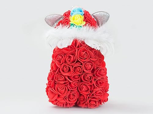 Miniatura 3 de Unicornios de rosa roja con alas para niñas, decoraciones de fiesta de San Valentín, Navidad, cumpleaños, lindas flores artificiales unicornio para
