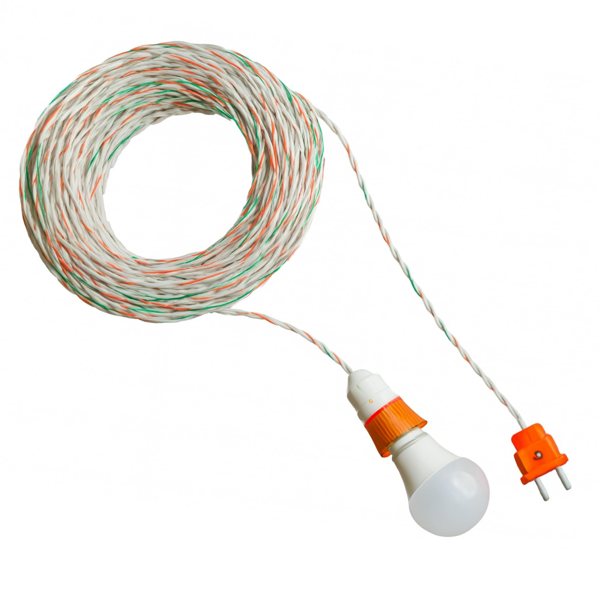 10 metre power cord with bulb holder and plug, copper wire, over-current protection (10)