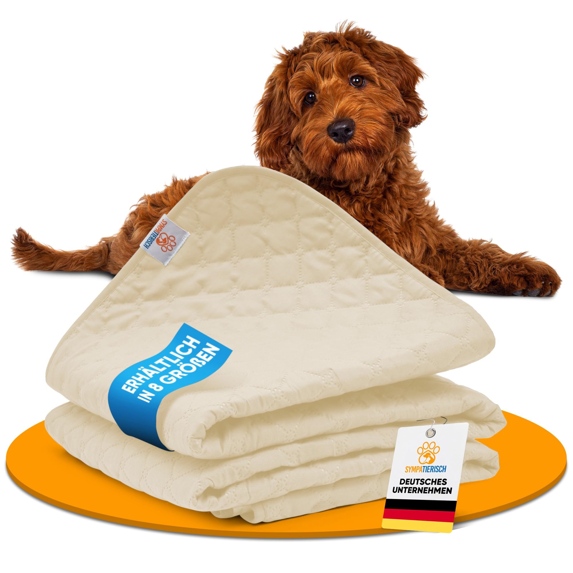 SympaTierisch - wasserdichte Hundedecke - Robuste Hundematte als Schutz für Sofa & Bett - rutschfeste Hundedecke auch für große Hunde geeignet - in der Waschmaschine waschbar (Beige, 205x160)