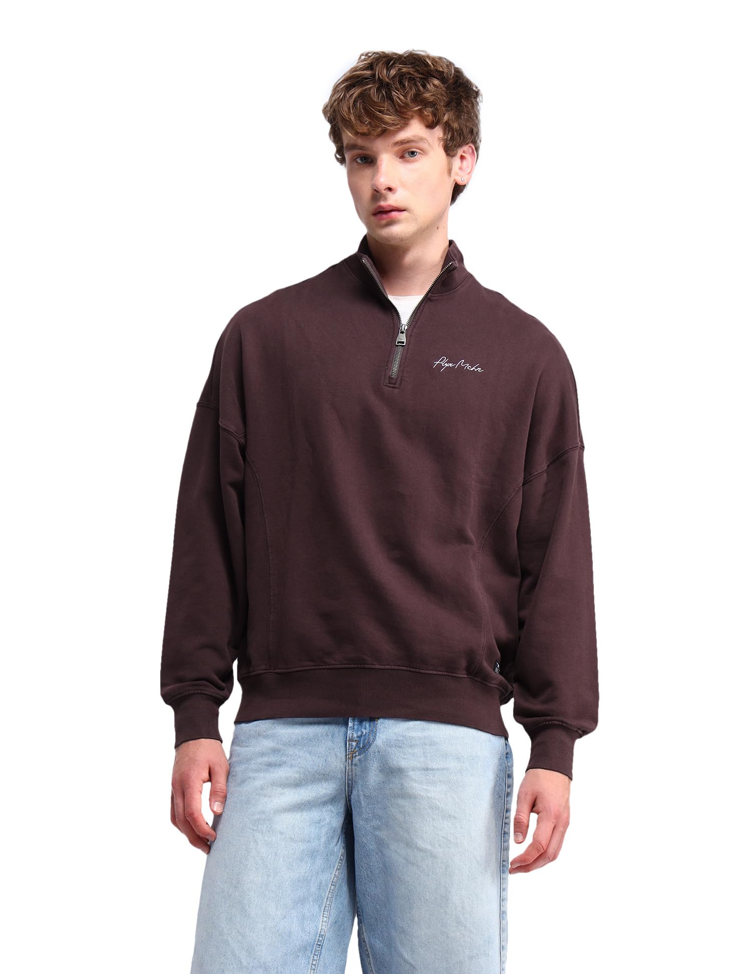 flying machine Men's Oversized Fit Sweatshirt| Solid-picture-31