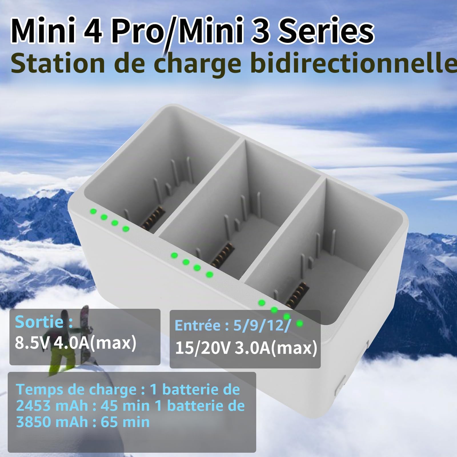 Treeboy Mini 4 Pro/Mini 3 Série Batterie de Vol Intelligente Plus (2 Packs) avec Hub de Charge Bi-Directionnel pour DJI Mini 4 Pro/Mini 3/Mini 3 Pro, 3850mAh, 47 Minutes de Temps de Vol
