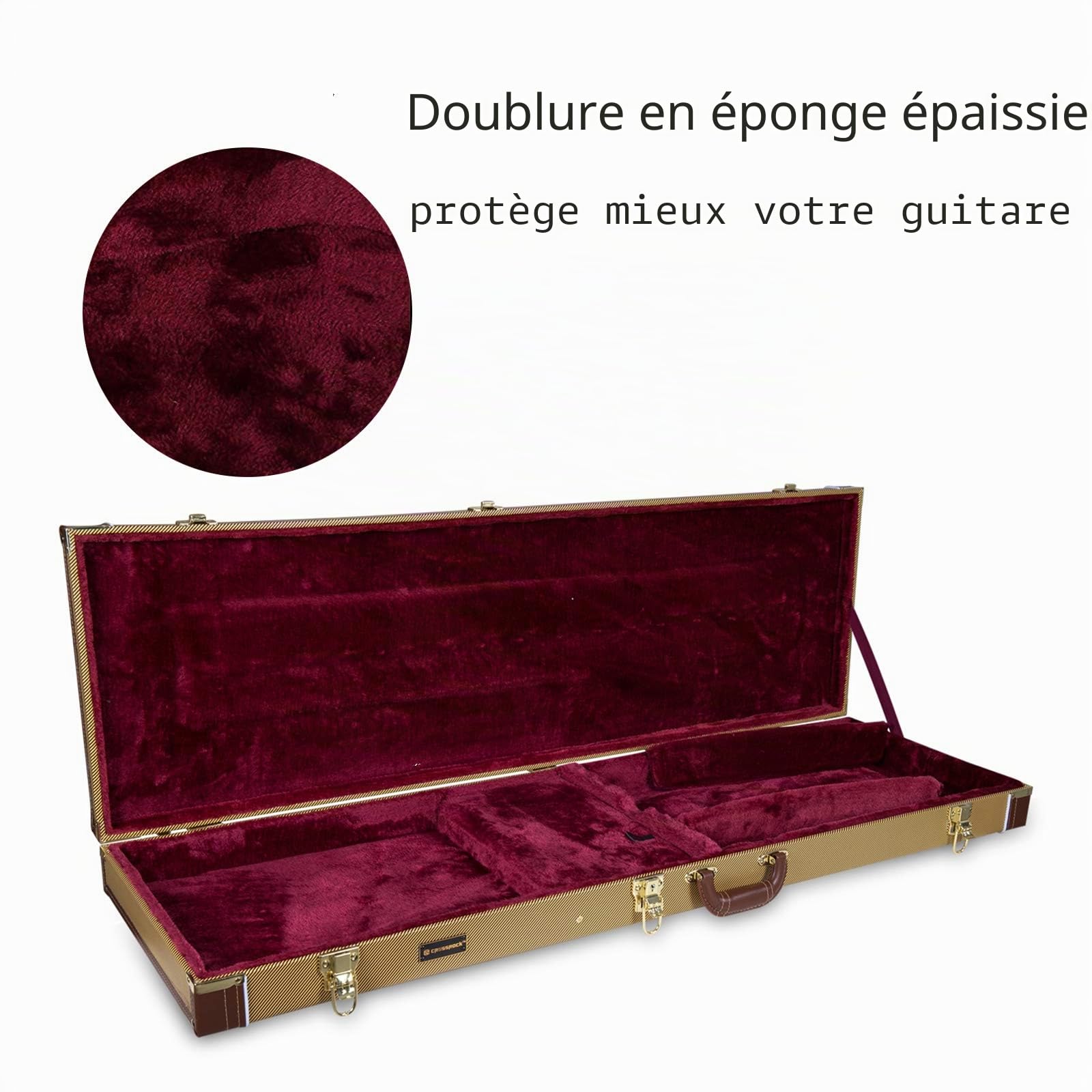 Crossrock Étui en bois pour guitares électriques Fender Telecaster et Stratocaster, vinyle tweed (CRW620ETW)