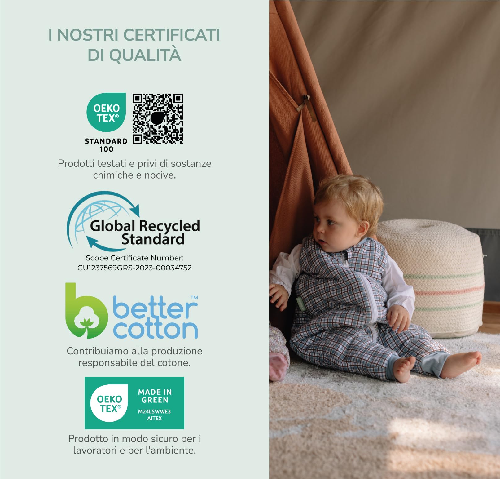 molis&co - Sacco Nanna con piedini - Sacco nanna invernale per Bambini - Sacchi Nanna 2.5 tog con piedini - 100% Cotone (Oeko-TEX 100) - Merlot Check (1 anni)