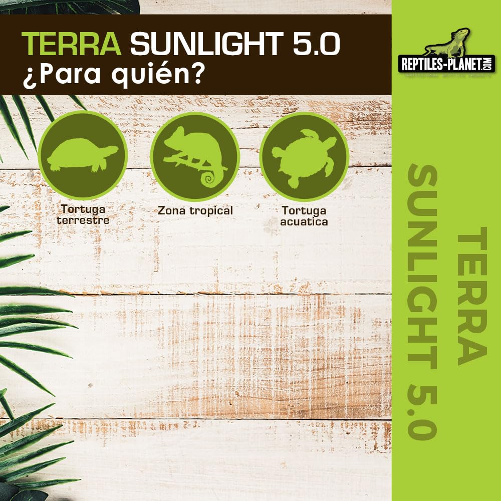 Reptiles-Planet Tubo Fluorescente de Luz Solar T8 5.0 Terra, 15W, 45cm Longitud