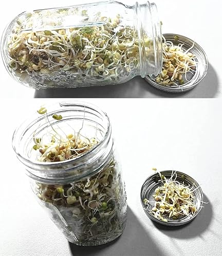 Miniatura 7 de Mason Jar - Tapas para coctelera de boca regular, acero inoxidable 316, tapas de brotes de boca ancha, tapa de malla para brotes de ensalada, kit de