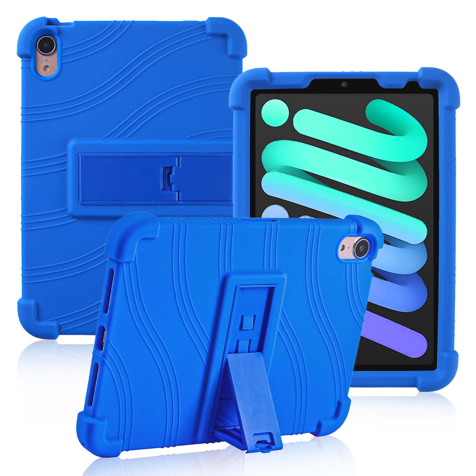 ATOOZ for iPad Mini 7 Case 2024 (A17 Pro),iPad Mini 7th/Mini 6th Generation Case for Kids (2024/2021) with Stand Silicone Case New ipad Mini 6 8.3 inch Tablet Case (Blue)