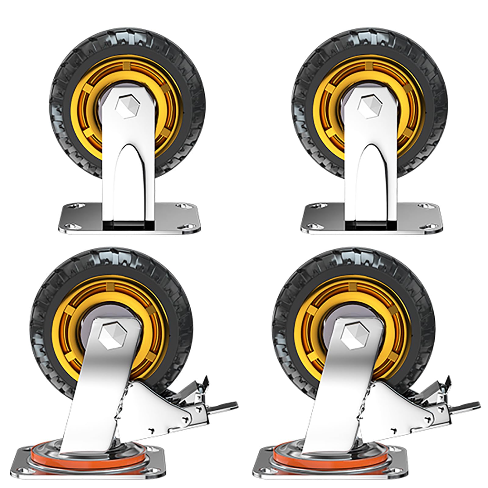 GYEQXKT Heavy Duty 75mm Swivel Castor Wheels with Double Ball Bearings 5-Inch Size 2 Fixed & 2 Brake Options Ideal for Furniture Trolleys and Heavy Loads