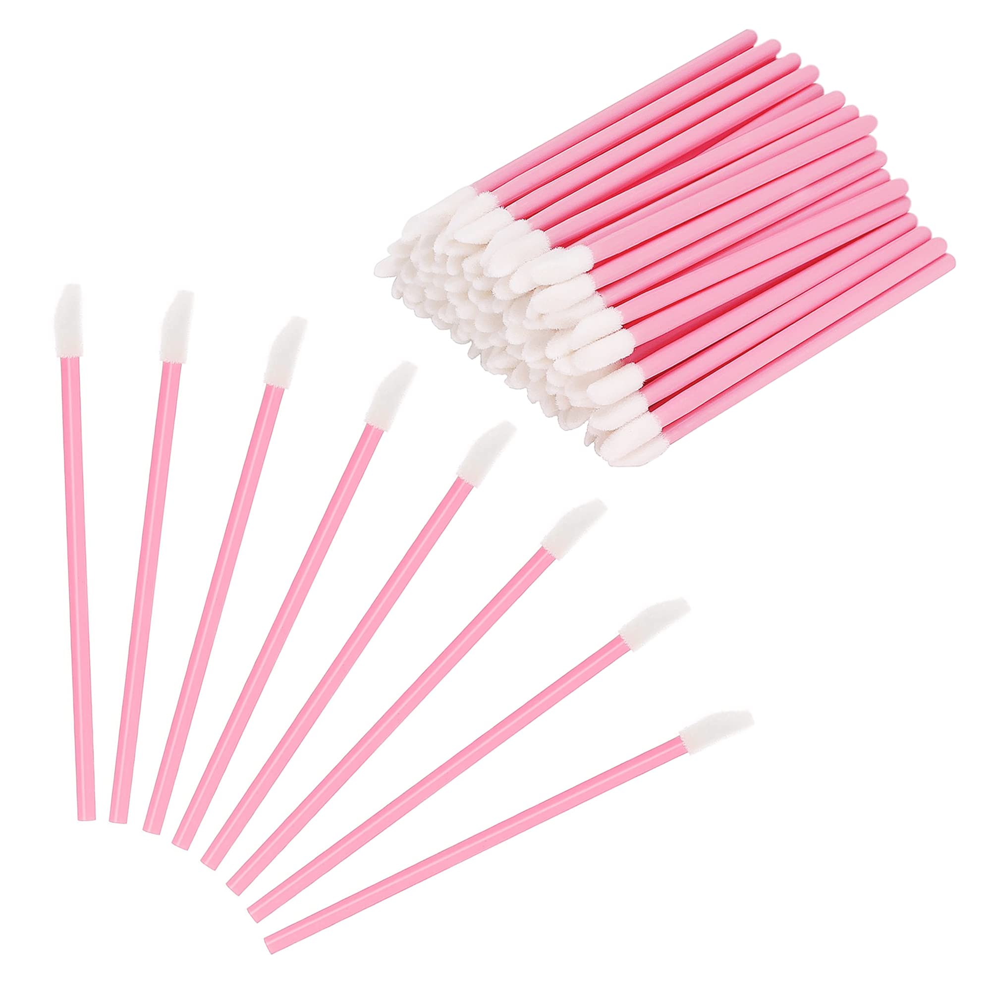 Lot de 100 pinceaux à lèvres jetables, mini pinceau à lèvres, pinceau à lèvres, pinceau correcteur, applicateur de lèvres pour applicateur de maquillage (rose)