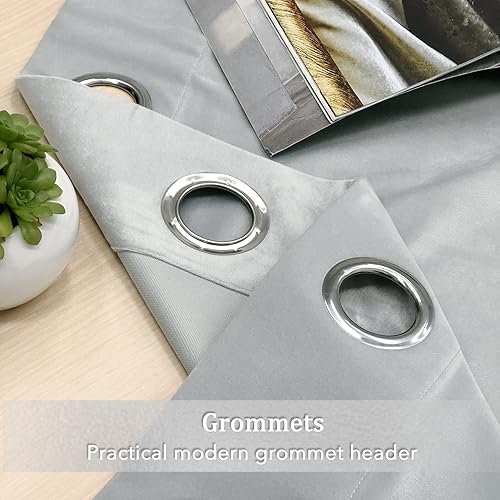 Miniatura 5 de always4u Juego de 2 cortinas de terciopelo suave plateado de 108 pulgadas de largo para sala de estar, dormitorio, filtrado de luz, privacidad,