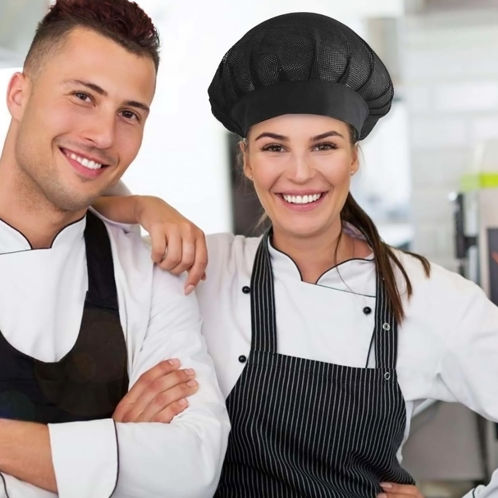 Cappello da Cuoco Elastico 3 Pezzi Rete per Capelli Cucina Ristorazione