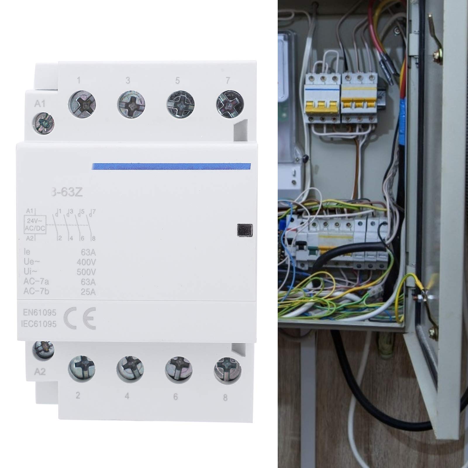 Spannungsschütz, BCH8-63 4NO 63A 400V AC/DC Elektronischer modularer Spulenschalter für Häuser, Hotels, Wohnungen (AC/DC 24V)