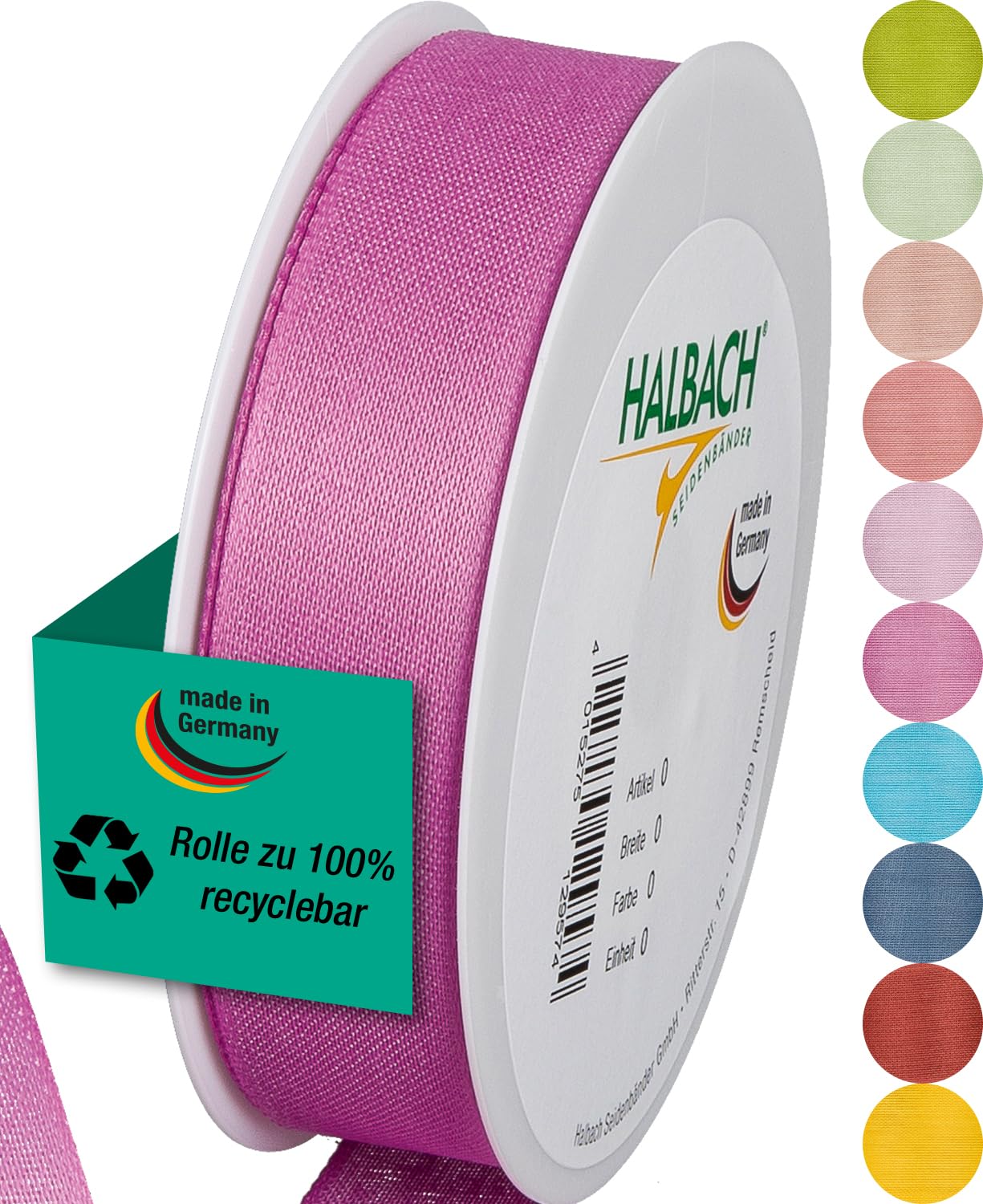 Halbach Seidenbänder Gift Ribbon Width 25 mm Length 25 m Ribbon Made in Germany Gift Ribbons in a Variety of Colours and Widths Perfect for Packaging and Decorating Colour: Rose Pink