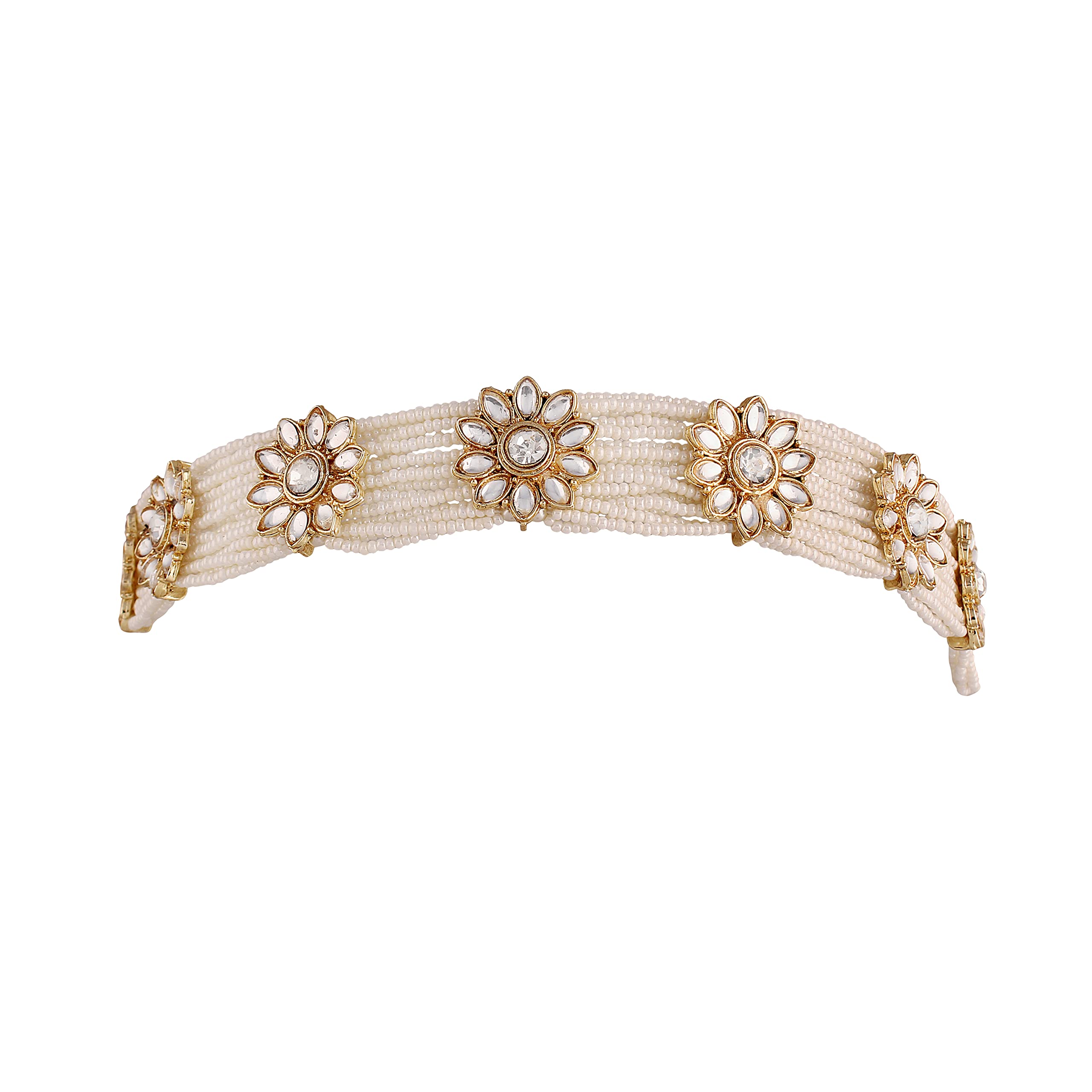 I Jewels 18k Gold Plated Traditional Floral Kundan Pearl Studded Rajasthani Sheeshphool/SheeshPatti for Women (T2063W) (B09RQTJYGM) Amazon Price History, Amazon Price Tracker