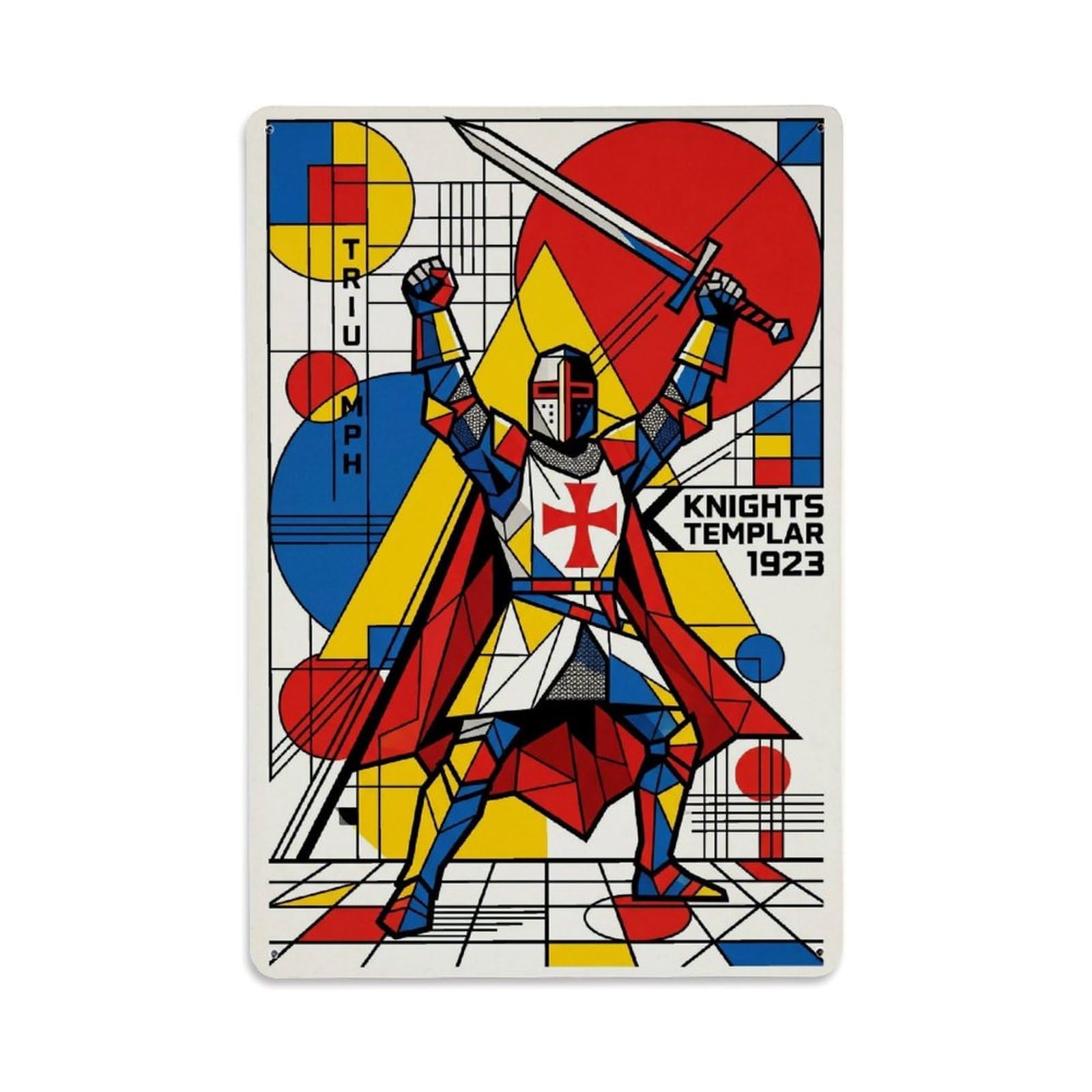 Olhnbad Style Medieval Armour Sword Bearer Templar Knight Graphic Metal Tin Sign