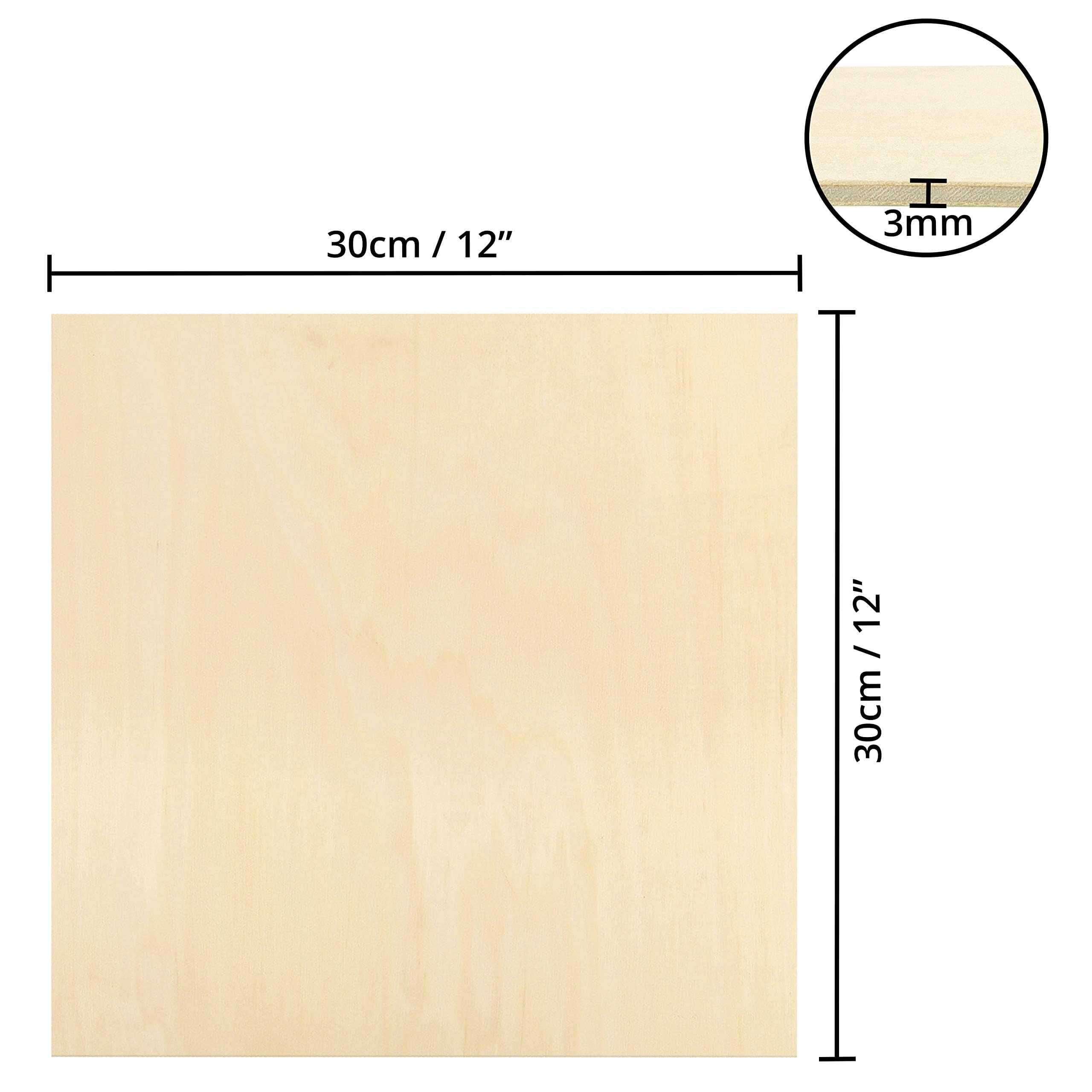 Belle Vous Tablero Madera Contrachapado 3mm - 20x Tablas de Madera de Abedul 30 x 30 cm - Para Bricolaje Proyectos Manualidades Corte Laser Pintar Modelado Grabado Pirograbado