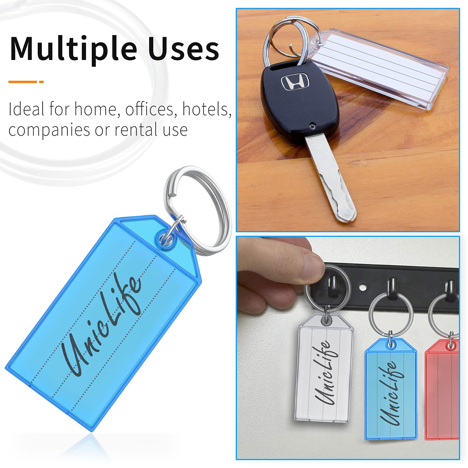 Porte Clef à Étiquettes Porte-Clés BagagesÉtiquette de CléPorte-clés Plastique 10 Couleurs 50 Paquets