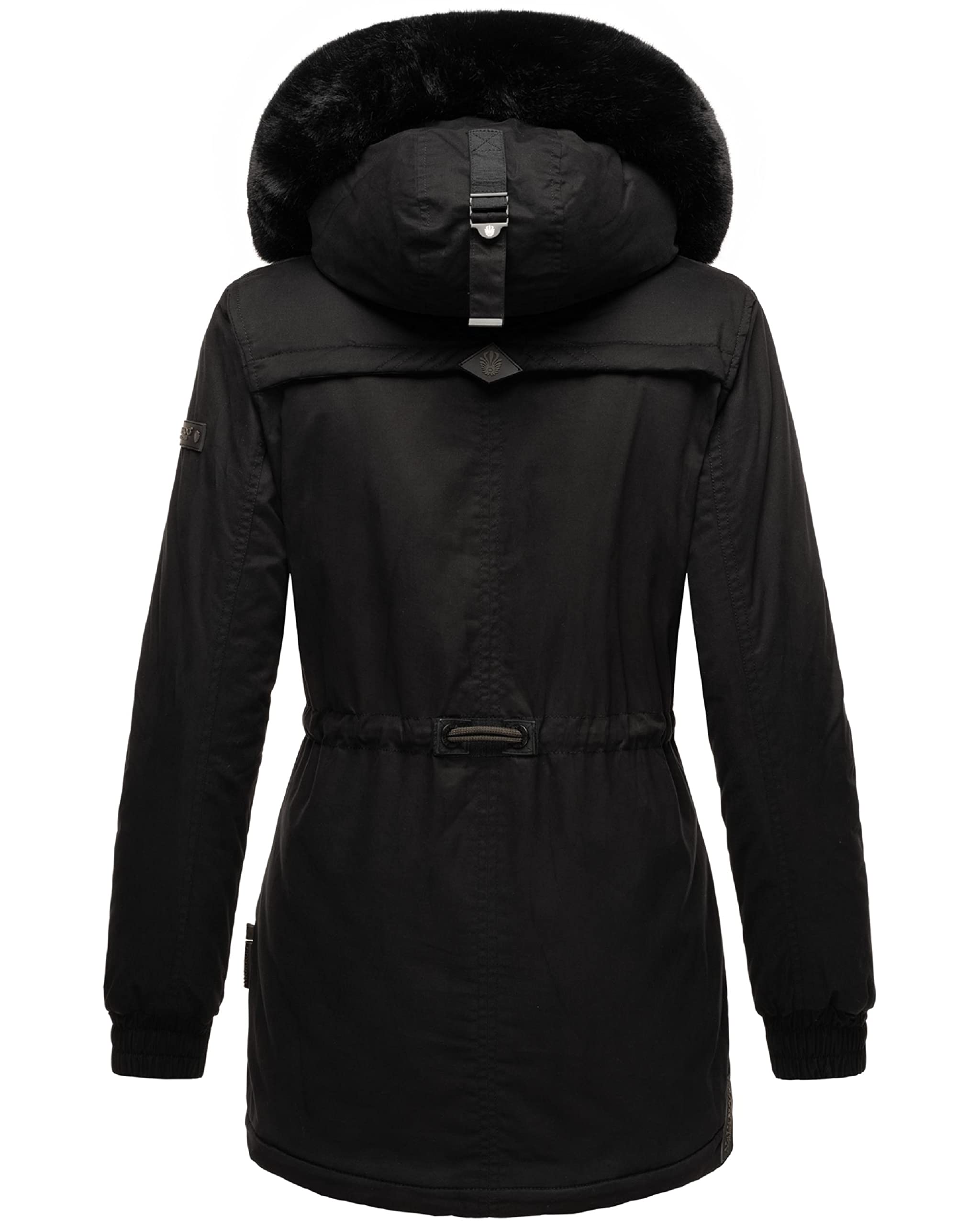 Navahoo Damen Winterjacke Wintermantel Baumwoll-Parka mit abnehmbarem Kunstfell Olessaa XS-3XL