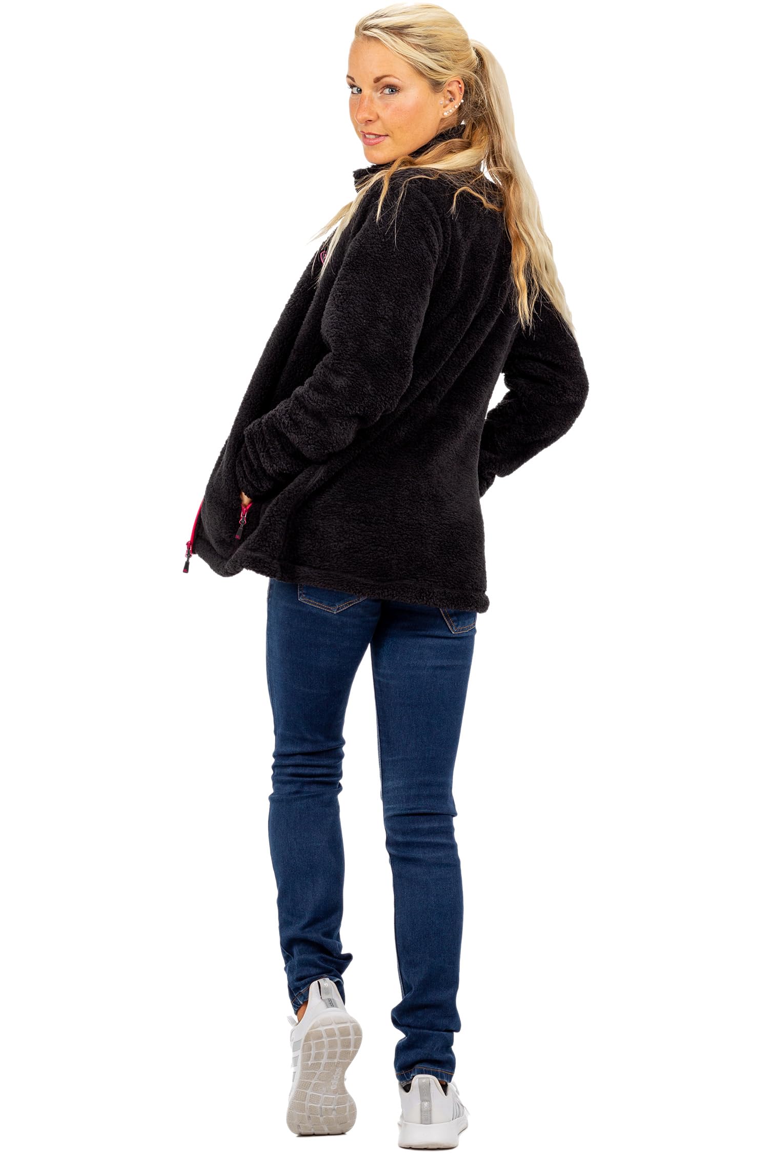 Reichstadt Veste polaire femme en teddy doux avec col montant | Zwei Seitentaschen mit Reißverschluss, Regular Fit, langarm, warm und bequem für Alltag, Freizeit und Übergangszeit