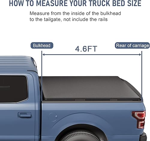 Vista 8 de Funda enrollable suave para caja de camioneta 2022 2023 2024 de repuesto para Ford Maverick de 4.6 pies (54.4 pulgadas), accesorios de caja