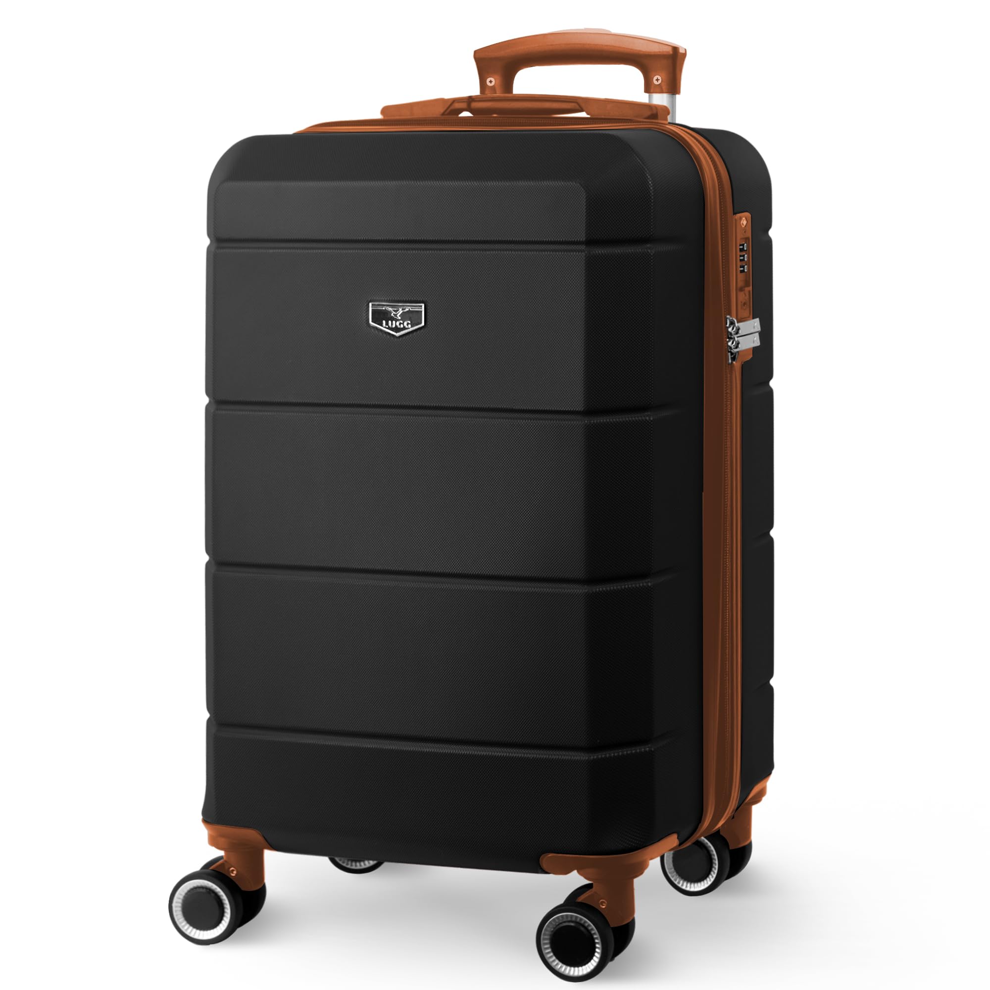 LUGG - Jetset 40cm Suitcase - 40x30x20cm- Ryanair Compatible - Underseat Size - Hard Shell ABS - Spinner & Removable Wheels - Lightweight Travel Luggage- Cream/Brown — view 180