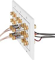 Vista 6 de Fosmon HD8006 placa de pared de 3 grupos para sonido envolvente 7.1 de Home Theater con uniones de cobre chapadas en oro. Blanco
