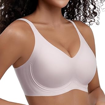 Jelly Bra for Women Wireless Push Up Bra Seamless Comfortable T Shirt Bra No Underwire Full Coverage Support and Lift V Neck Everyday Bra