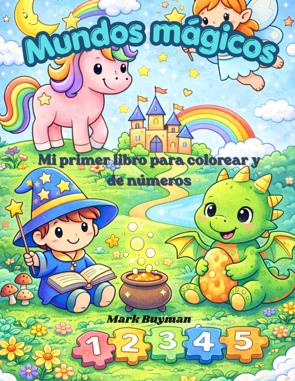 Mundos Mágicos: Mi primer libro para colorear y de números