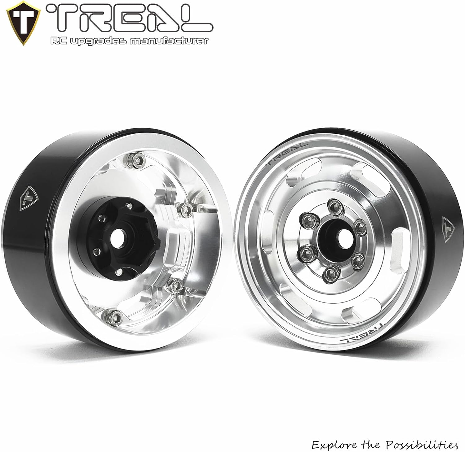 Treal Metal 1.9 Beadlock Wheel Rims 4pcs Vintage Design Wheel Hub for Wagon Wheel 1:10 RC Crawler Axial SCX10 II 90046 SCX10 III AXI03007 TRX-4 (Silver) -Type G