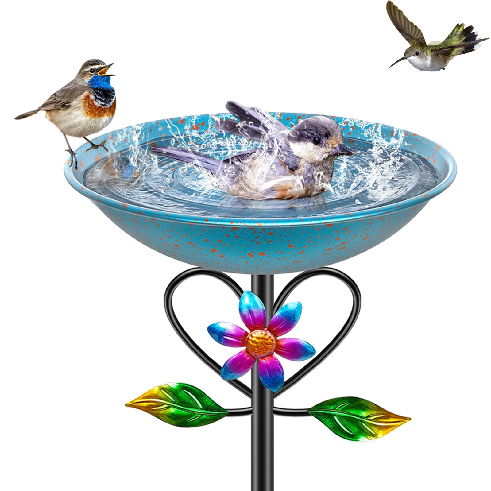 Bain d'oiseaux debout avec tournesol pour embellir votre pelouse et cour
