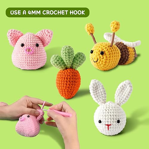 Miniatura 7 de Am Bulan Kit de ganchillo para principiantes haz adorables animales con video instructivo incluido